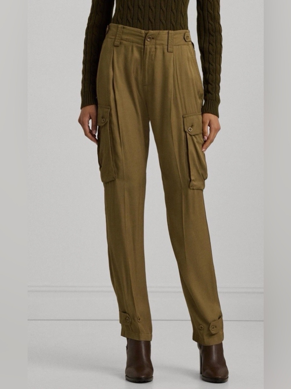 Lauren Ralph Lauren Women's Tapered Cargo Pants - Honey Tan, Size 8, $185